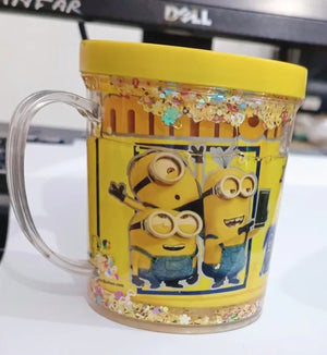 Kids Glitter Mug – Cartoon Fun Cup with Sparkle Effect (With Lid)
