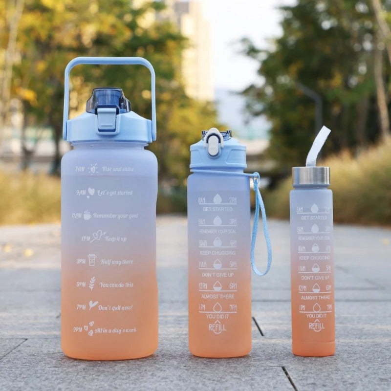 3PCS Water Bottle Set – Motivational Gradient Bottles