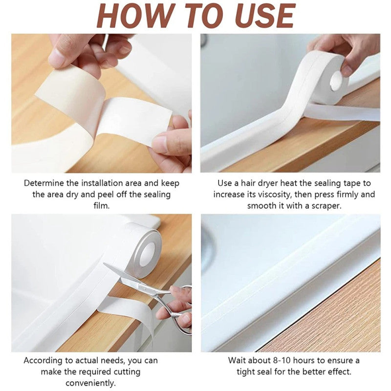 PVC Sealing Strip Tape – Waterproof Kitchen & Bathroom Gap Seal (Self-Adhesive)