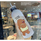 Panda Bear Transparent Water Bottle – Cute Straw Bottle (Leakproof & BPA Free)