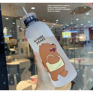 Panda Bear Transparent Water Bottle – Cute Straw Bottle (Leakproof & BPA Free)