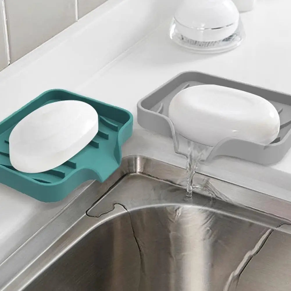 Silicone Soap Dish with Drain – Self Draining Soap Holder for Bathroom & Kitchen