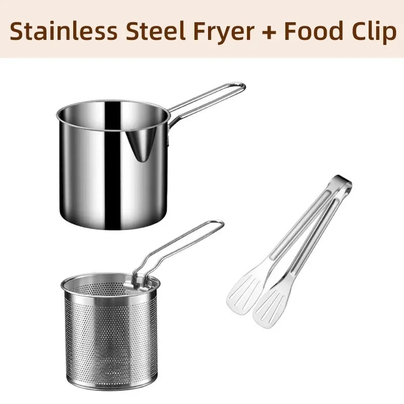 Stainless Steel Deep Fryer Pot 1200ml – Oil Frying Pot with Strainer Basket