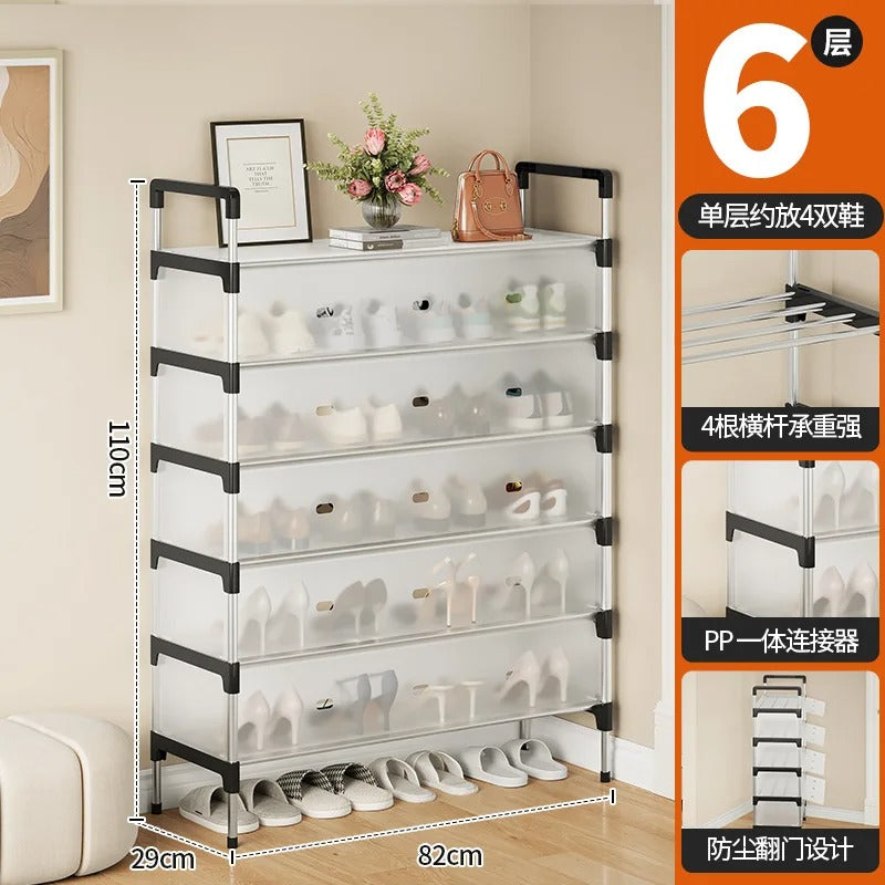 Dust Proof 6 Layer Shoe Rack – Multi-Tier Covered Shoe Organizer Cabinet