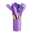 12 Pcs Silicone Kitchen Utensil Set with Holder – Heat Resistant Cooking Spoon Set