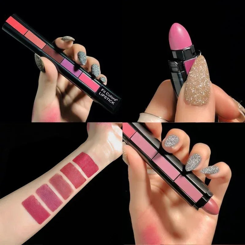 5 in 1 Lipstick Palette – Multi Shade Matte Lipstick Stick | Long Lasting Travel Friendly Lip Colors