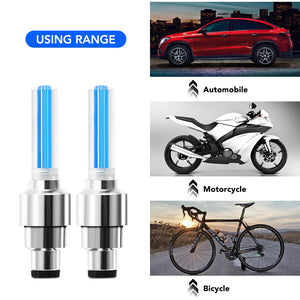 Pack of 4 Car Wheel LED Valve Lights – Blue Motion Sensor Tire Lights (Universal Fit)
