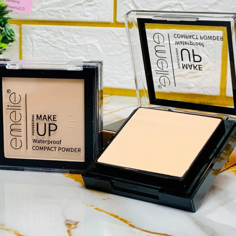 Emelie Makeup Waterproof Compact Powder – Full Matte Coverage Long Lasting Face Powder