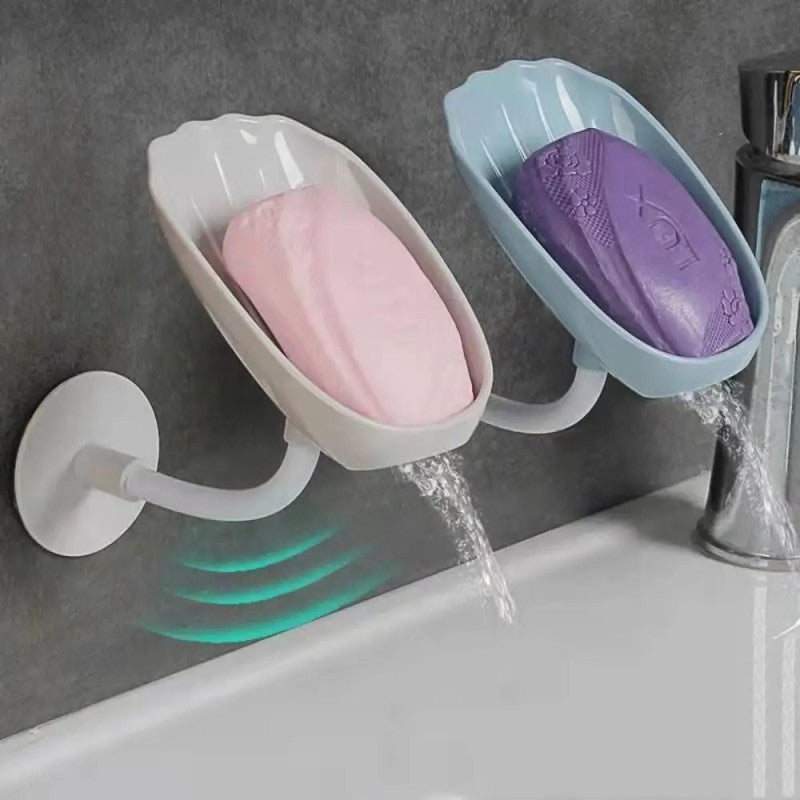 Pack of 2 360° Rotating Soap Holder with Drain – Wall Mounted Self Draining Soap Dish