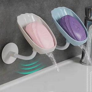 Pack of 2 360° Rotating Soap Holder with Drain – Wall Mounted Self Draining Soap Dish