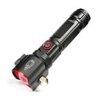 Rechargeable Metal Torch with Safety Hammer – LED Flashlight for Emergency, Car & Outdoor Use