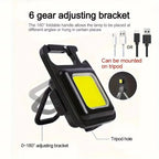 Pack of 2 Mini Keychain COB LED Light – Rechargeable Pocket Flashlight with Bottle Opener & Stand