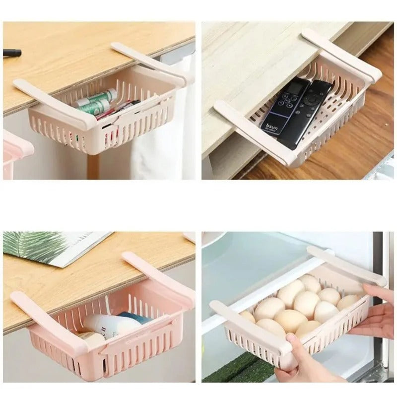 Pack of 2 Fridge Storage Basket – Adjustable Fridge Drawer Organizer | Sliding Storage Box for Fruits & Vegetables