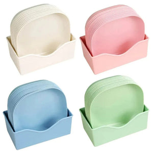 China Plate Set with Stand – Stylish Square Plates Set for Kitchen & Dining