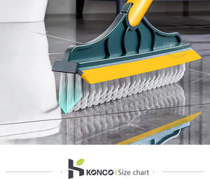 2 in 1 Brush Mop with Squeegee – Floor Scrubber & Water Wiper Cleaning Tool