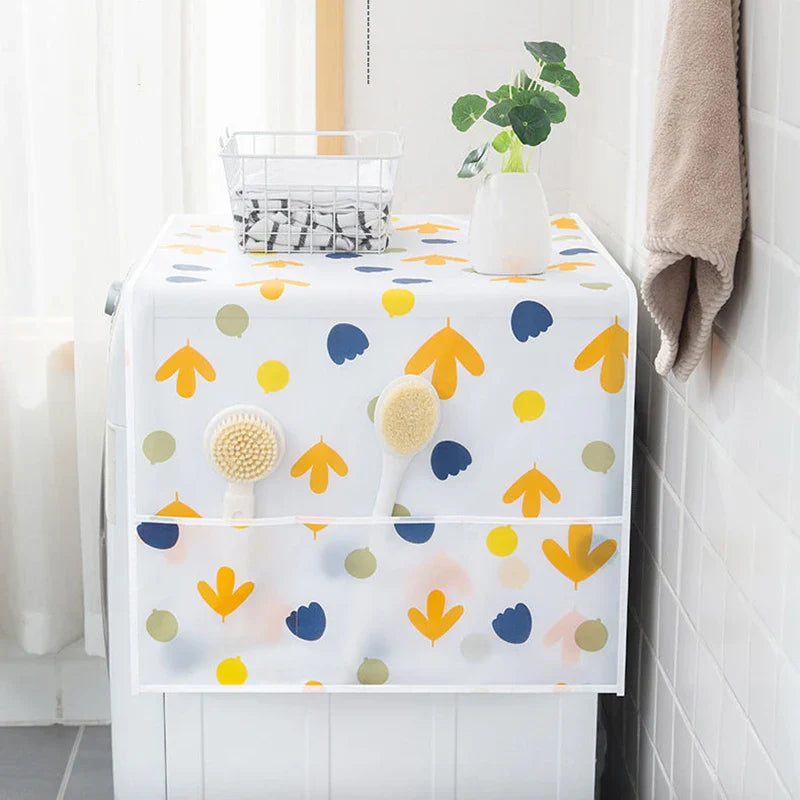 Fridge Cover with Storage Pockets – Dustproof Refrigerator Top Organizer