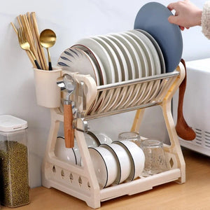 2-Tier Comfort Kitchen Rack – Dish Drying Rack with Cutlery Holder