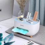 Multifunctional Tissue Box Holder with Remote Storage – Plastic Organizer Stand
