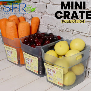 Mini Crate Storage Boxes (Pack of 4) – Multipurpose Organizer Bins | BPA Free Plastic Storage for Kitchen
