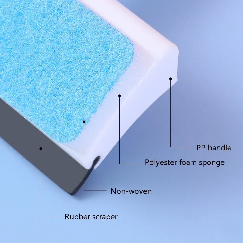 Pack of 2 Foam Glass Wiper with Handle – Window Cleaning Squeegee & Scrubber (2 in 1)