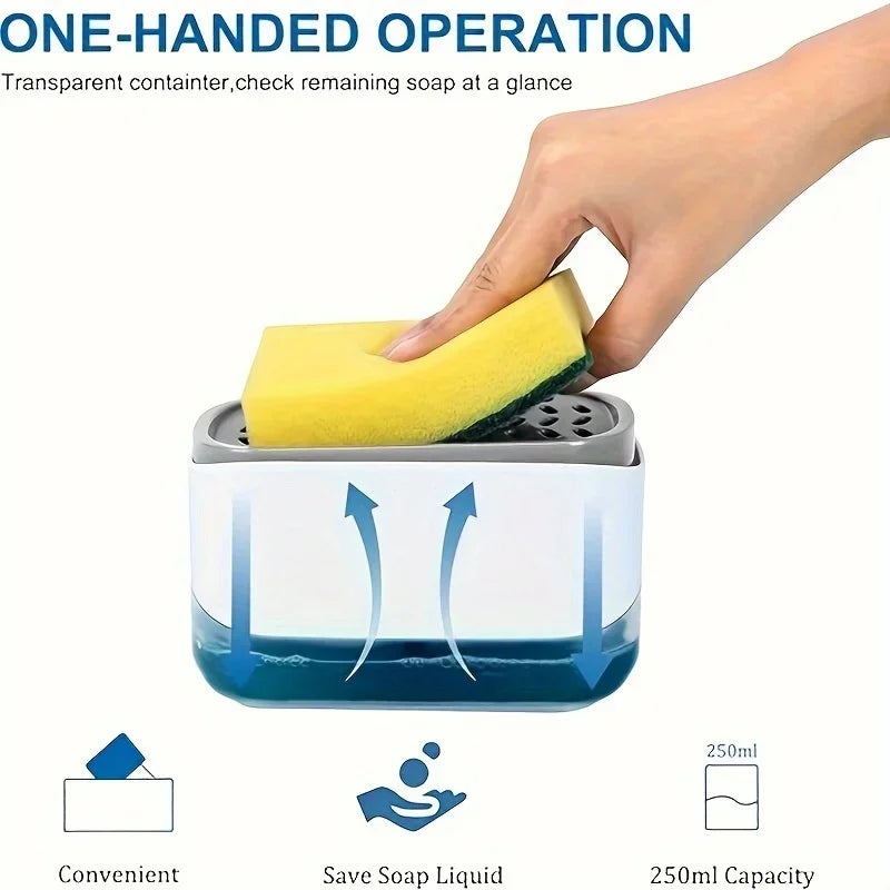 2-in-1 Soap Pump Caddy – Liquid Soap Dispenser with Sponge Holder (Press Type)