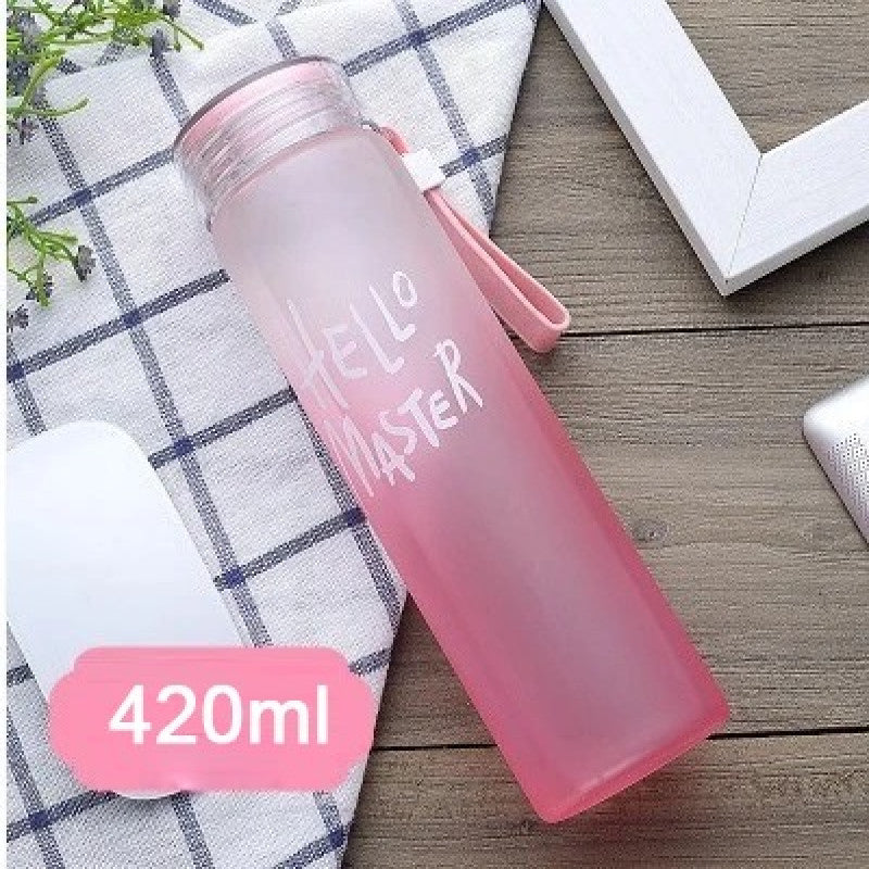 Hello Master Glass Bottle – Gradient Frosted Water Bottle with Strap
