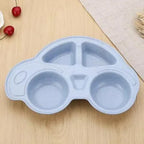 Pack of 2 Car Shape Kids Plate – Multi-Section Cartoon Food Serving Tray for Children