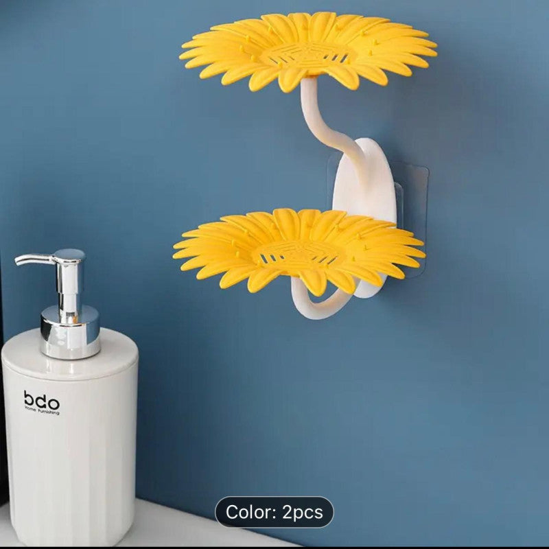 Pack of 2 Sunflower Soap Holder 2 Layer – Wall Mounted Self Draining Soap Dish 🌻