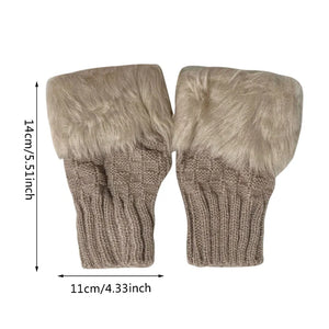 Winter Women Gloves – Soft Wool Knit Fingerless Gloves with Fur | Warm & Stylish Hand Warmers