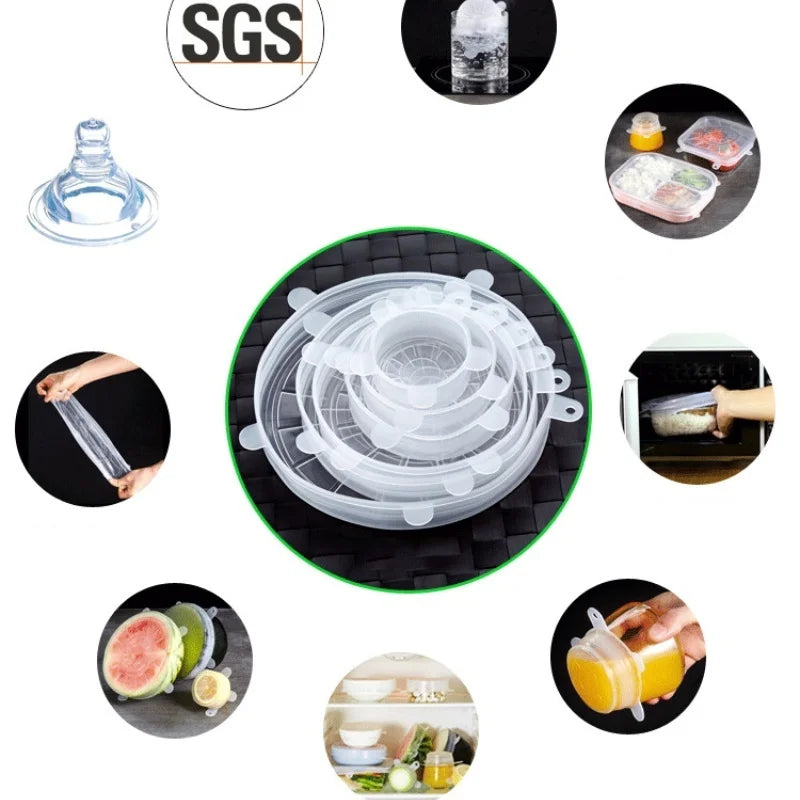 Silicone Stretch Lids (6 Pack) – Reusable Food Covers | Airtight Bowl & Container Covers
