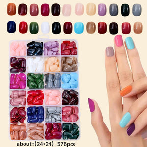 576pcs Artificial Nail Tips Set – Multi Color Long Nails Kit