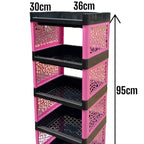 5 Layer Flower Design Shoe Rack – Stylish Multi-Tier Plastic Shoe Organizer