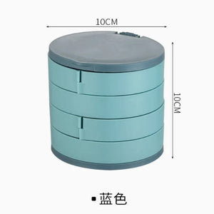 4 Layer Rotating Jewellery Organizer Box with Mirror – Multi-Storage Case