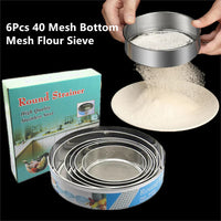 6 Pcs Fine Mesh Flour Sifter Set – Stainless Steel Baking Sieves