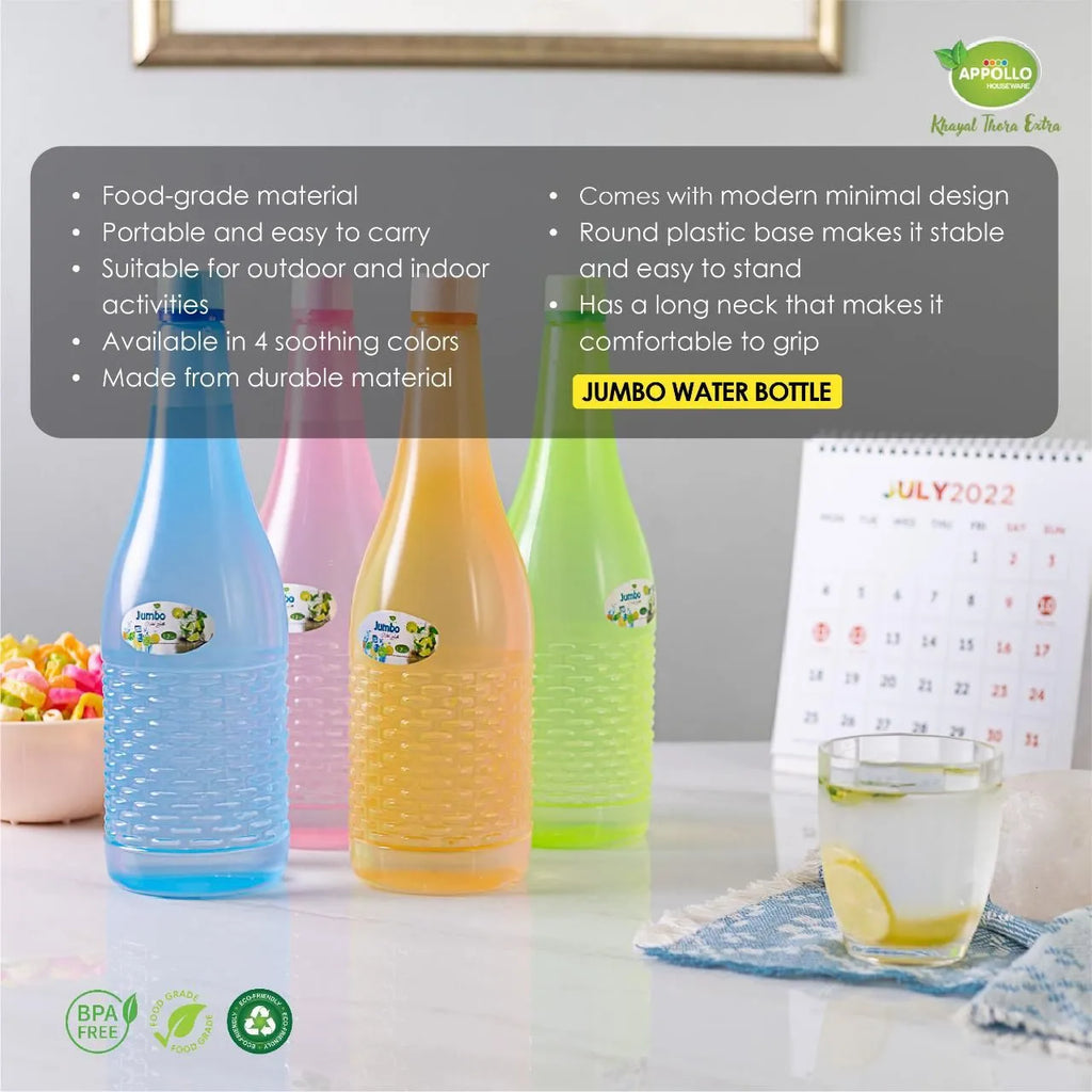 Pack of 2 Jumbo Water Bottle – Large Capacity Reusable Bottle