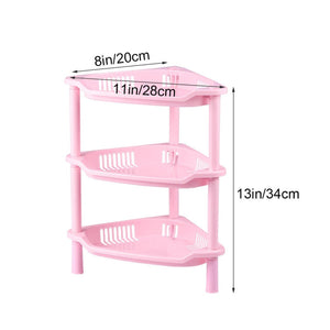 3 Layer Corner Rack – Plastic Kitchen & Bathroom Storage Shelf (Space Saving)