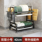 2 Layer Kitchen Dish Rack Organizer – Stainless Steel Plate & Utensil Holder