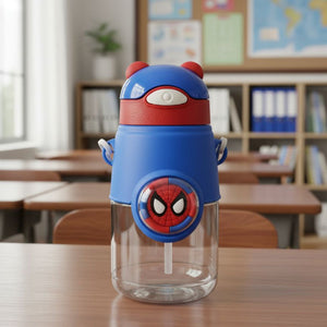 Fancy Style Mighty 3D Cartoon School Bottle – Kids Straw Water Bottle (Leakproof)