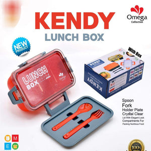Kendy Lunch Box – Leakproof Lunch Box with Spoon & Fork | Crystal Clear Lid