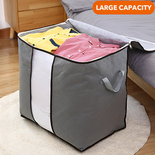 Pack of  3 Premium Grey Storage Bag – Large Capacity Clothes & Blanket Organizer