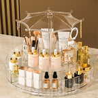 Umbrella Makeup Organizer 360° Rotating – Transparent Cosmetic Storage Stand