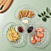 Pack of 2 Crystal Sea Shell Plate – Elegant Glass Serving Plate with Sauce Compartment