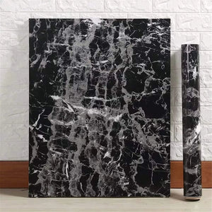 Black Marble Sticker Sheet (60x200cm) – Self Adhesive Waterproof PVC Kitchen Countertop & Cabinet Cover