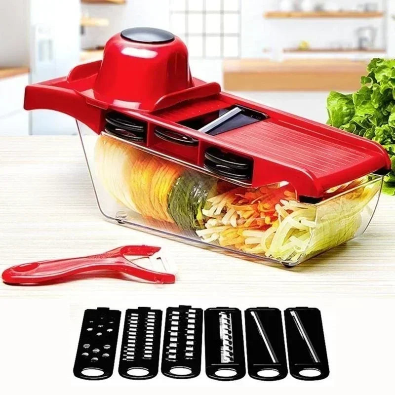 10 in 1 Mandoline Vegetable Chopper & Slicer – Multi Blade Kitchen Cutter with Storage Box