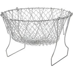 Chef Basket – Stainless Steel Folding Fry & Strainer Basket | Multi Purpose Cooking Basket