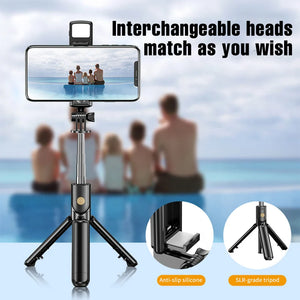 Selfie Stick with Bluetooth Remote & LED Light – Tripod Stand for Mobile (All-in-One)