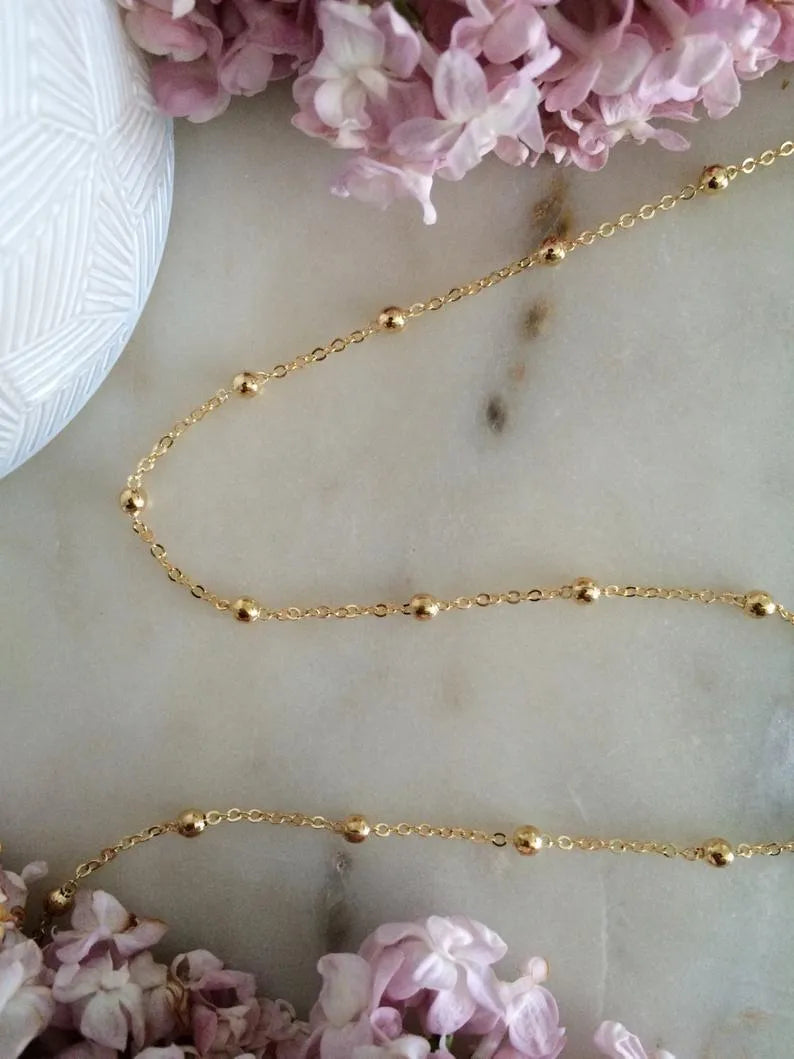 Gold Ball Necklace Chain for Women – Elegant Minimal Jewelry