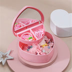 Heart Shape Jewellery Organizer Box with Mirror – Cute Storage Case