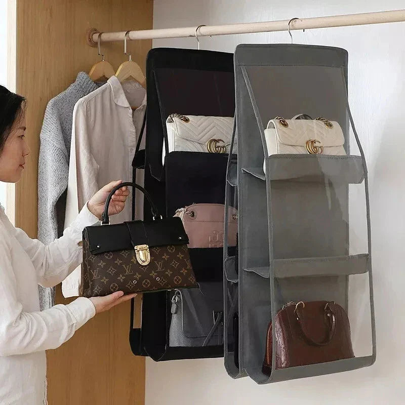 Buy 1 Get 1 Free Hanging Purse Organizer – Wardrobe Handbag Storage with Multiple Pockets