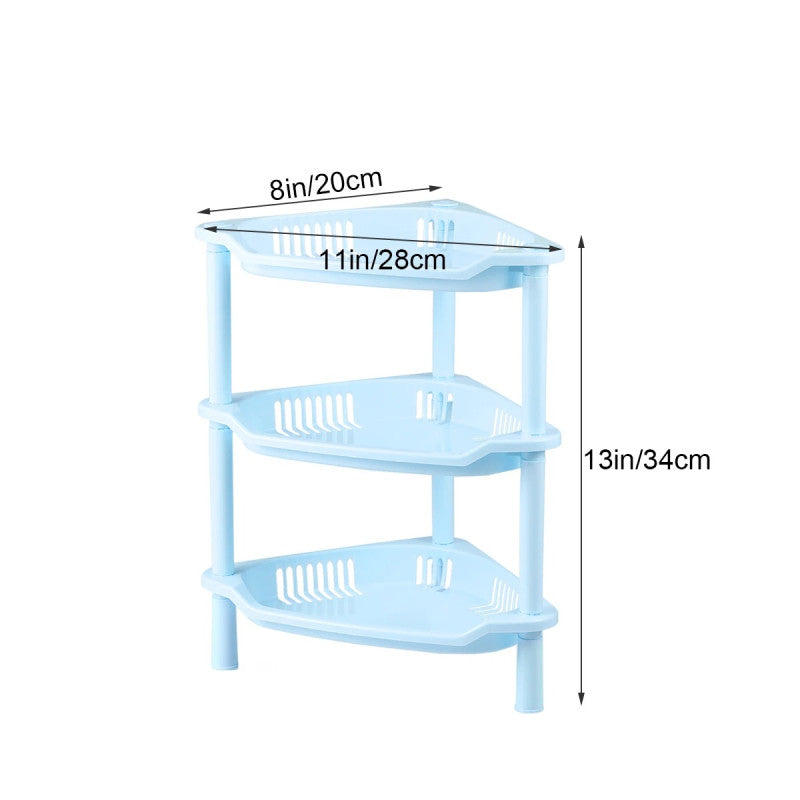 3 Layer Corner Rack – Plastic Kitchen & Bathroom Storage Shelf (Space Saving)